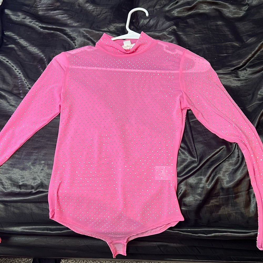 Baby pink rhinestone bodysuit
